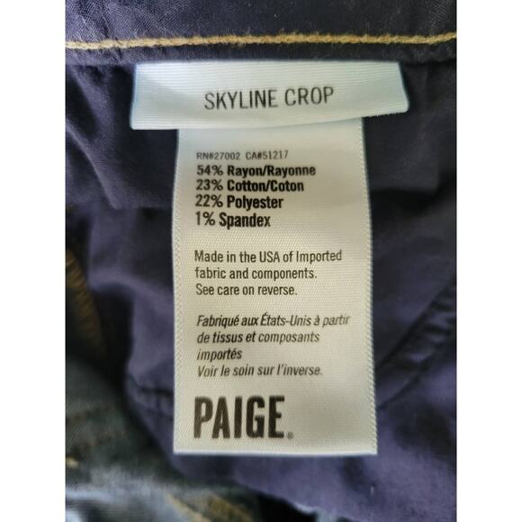 PAIGE Skyline Skinny Crop Jeans – Dark Wash, Size 26, Mid-Rise Stretch Denim - Picture 10 of 10